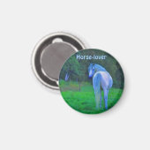 Witte Paard In Het Maanlicht Magnetische Kunst Gif Magneet (Voorkant / Achterkant)