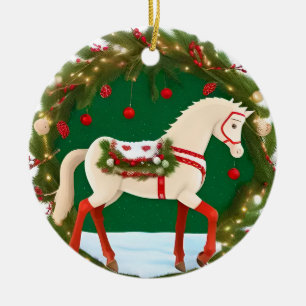 Witte Paard Kerst Charme Huisstijl Keramisch Ornament