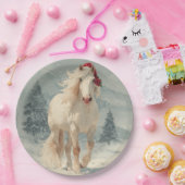 Witte Paard Kerst Papieren Bord (Feest)