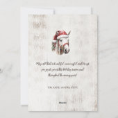 Witte paard Kerstmuts Kerstkrans rustieke hout Feestdagenkaart (Achterkant)