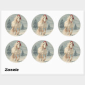 Witte Paard Kerststicker Ronde Sticker (Vel)