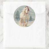 Witte Paard Kerststicker Ronde Sticker (Tas)