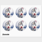 Witte Paard Kerststicker Ronde Sticker (Vel)