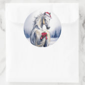 Witte Paard Kerststicker Ronde Sticker (Tas)