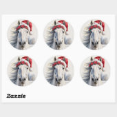 Witte Paard Kerststicker Ronde Sticker (Vel)