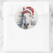 Witte Paard Kerststicker Ronde Sticker (Tas)