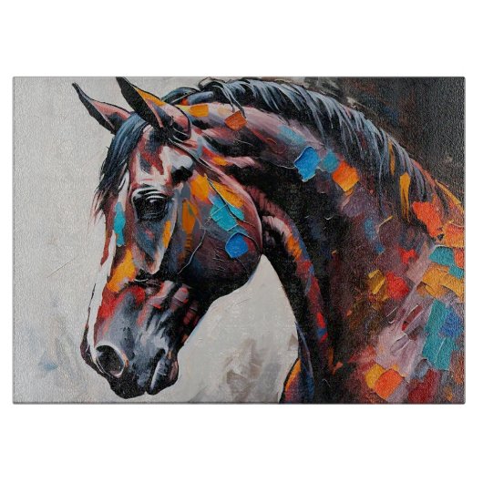 Witte Paard Kijkt Even Snijplank (Voorkant)