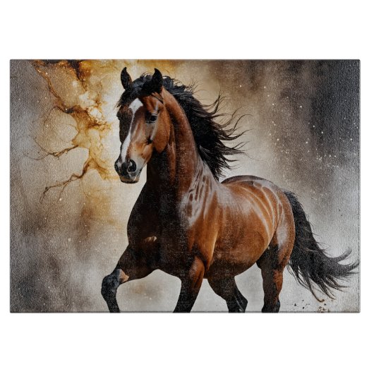 Witte Paard Kijkt Over Schutting Snijplank (Voorkant)