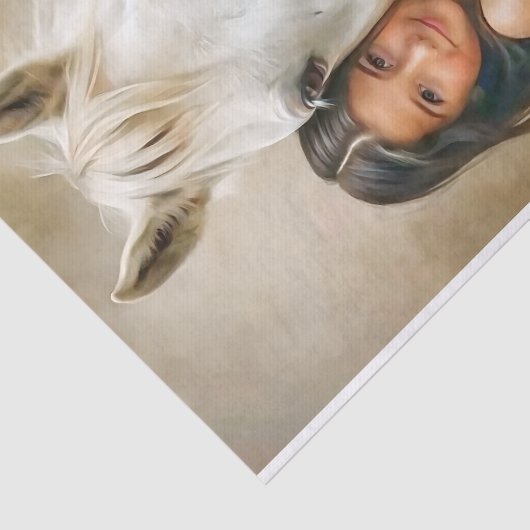 Witte Paard Knuffel Decoupage Tissuepapier (Detail)