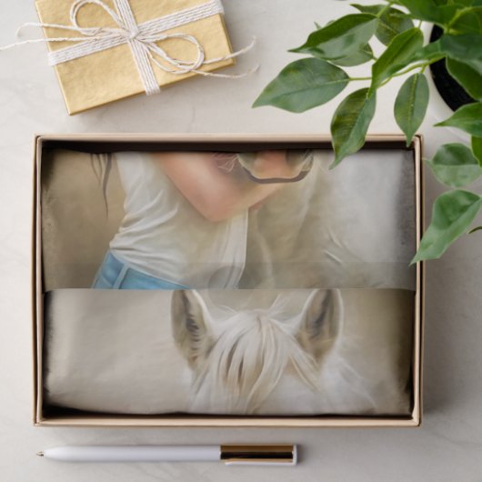 Witte Paard Knuffel Decoupage Tissuepapier (Geschenk)