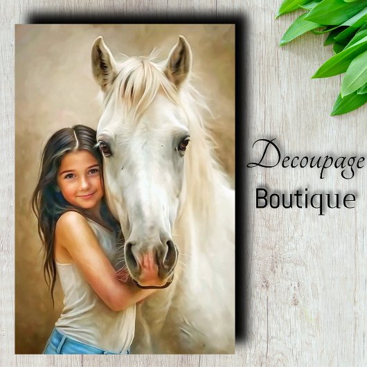 Witte Paard Knuffel Decoupage Tissuepapier