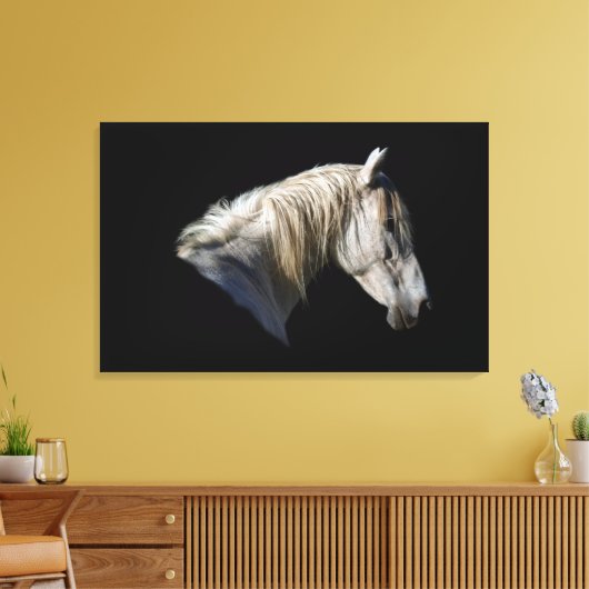 Witte Paard-Lover Equine Fotodoek Canvas Afdruk (Insitu (Woonkamer))
