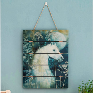 Witte Paard Maan Decoupage Tissuepapier