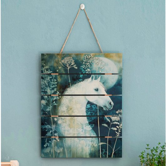Witte Paard Maan Decoupage Tissuepapier