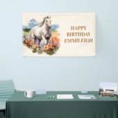 Witte Paard Naam Equestrian Verjaardag Spandoek (Beurs)