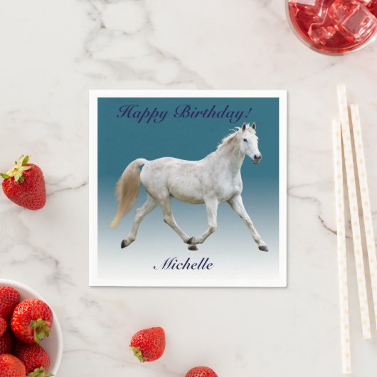 Witte Paard Papier Verjaardag servetten (Insitu)