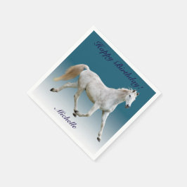 Witte Paard Papier Verjaardag servetten