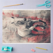 Witte Paard Rode Splatter Olie Art Decoupage Tissuepapier (Craft)