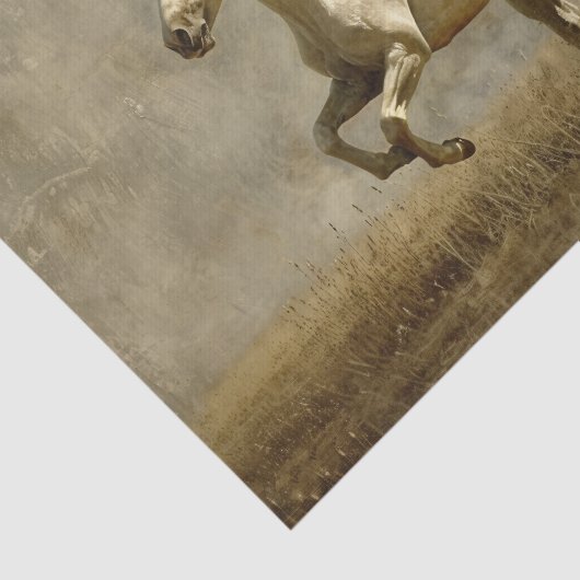 Witte Paard Running Olie Schilderen Decoupage Tissuepapier (Detail)