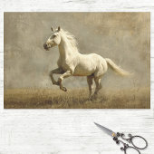 Witte Paard Running Olie Schilderen Decoupage Tissuepapier