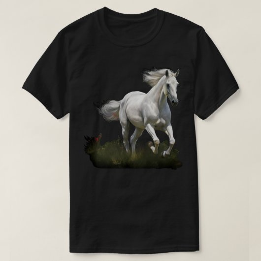 Witte Paard Stijl Realistisch Schilderen In Een We T-shirt (Design voorkant)
