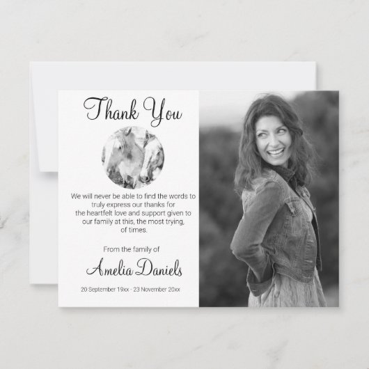 Witte Paard Uitvaart Foto Dank u Kaarten (Voorkant)