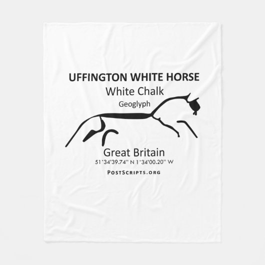Witte Paard van Uffington Fleece Deken (Voorkant)