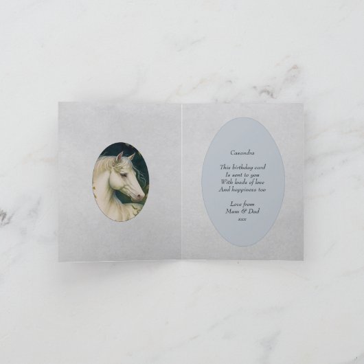 Witte Paard Verjaardag Kaart (Binnen)