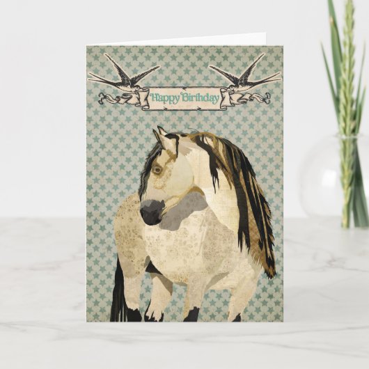 Witte Paard Verjaardag Kaart (Voorkant)