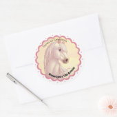 Witte Paard Verjaardagsfeestje Dank u Ronde Sticker (Envelop)