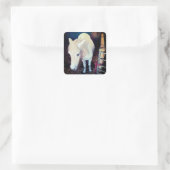 Witte paard vierkante sticker (Tas)