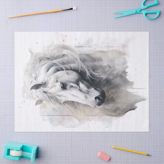 Witte Paard Waterverf Decoupage Tissuepapier (Craft)