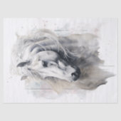 Witte Paard Waterverf Decoupage Tissuepapier (Voorkant)