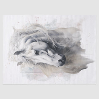 Witte Paard Waterverf Decoupage Tissuepapier