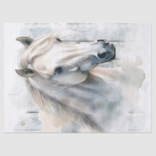 Witte Paard Waterverf Decoupage Tissuepapier