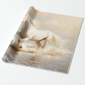 Witte paarden aan de strand cadeaupapier (Uitgerold)