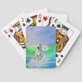 Witte paarden aan de strand pokerkaarten