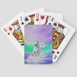 Witte paarden aan de strand pokerkaarten