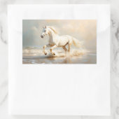 Witte paarden aan de strand rechthoekige sticker (Tas)