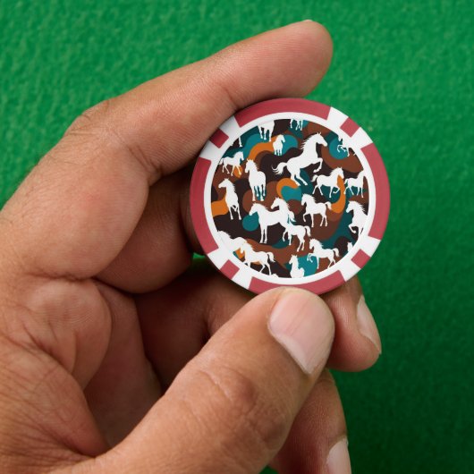 Witte Paarden Abstract Poker Chips (Hand)