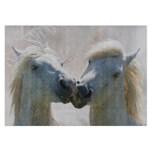 Witte paarden beste vrienden snijplank (Voorkant)