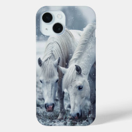 Witte paarden iPhone 15 case