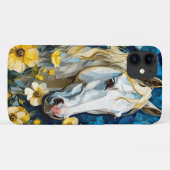 Witte paarden en bloemen Case-Mate iPhone case (Achterkant (horizontaal))