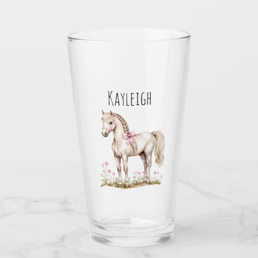 Witte paarden en bloemen glas (Voorkant)
