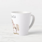 Witte paarden en bloemen latte mok (Rechterhoek)