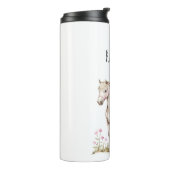 Witte paarden en bloemen thermosbeker (Gedraaid links)