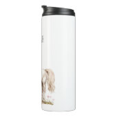 Witte paarden en bloemen thermosbeker (Geroteerd rechts)