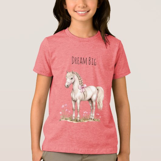 Witte paarden en bloemen Tri-Blend shirt (Voorkant)