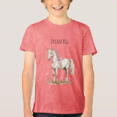 Witte paarden en bloemen Tri-Blend shirt (Voorkant)