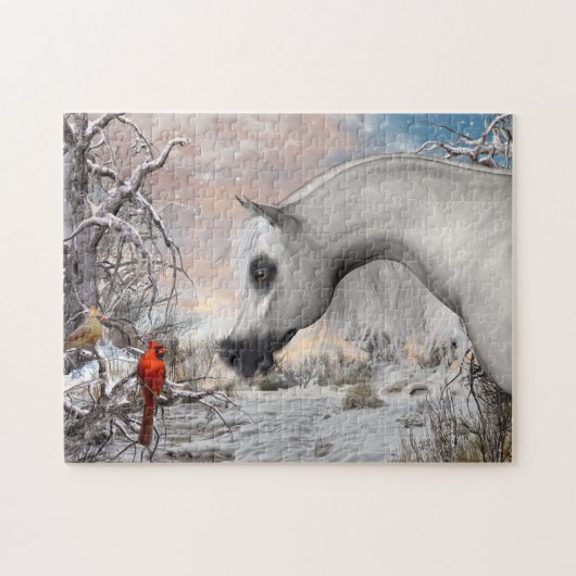Witte paarden en kardinalen Puzzle Legpuzzel (Horizontaal)